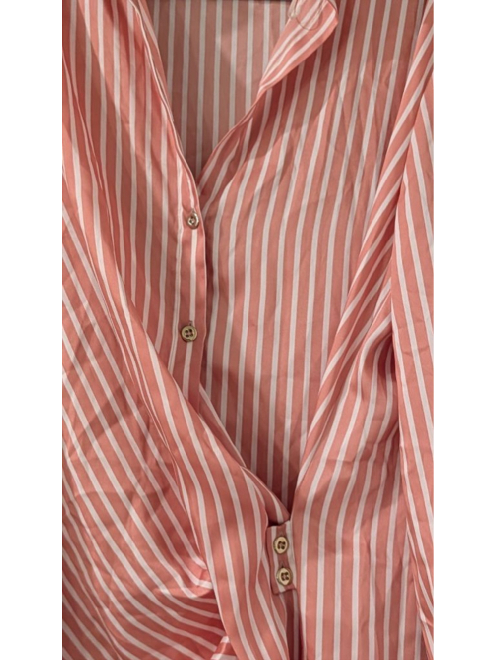 Women's Zara Coral White Striped Long Sleeve Wrap Dress S - Picture 2 of 10